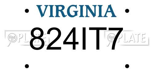 824IT7 Virginia License Plate