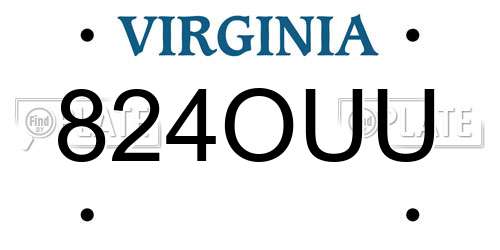 824OUU Virginia License Plate