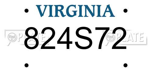 824S72 Virginia License Plate