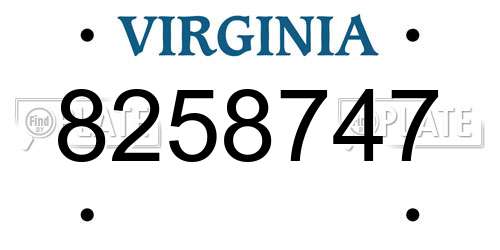 8258747 Virginia License Plate