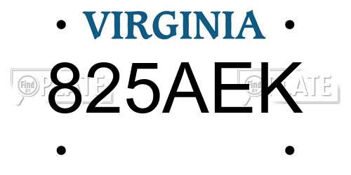 825AEK Virginia License Plate