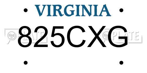 825CXG Virginia License Plate