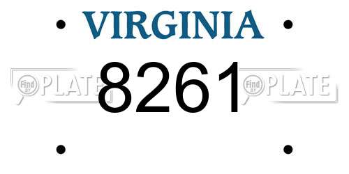 8261 Virginia License Plate