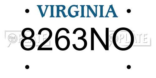 8263NO Virginia License Plate