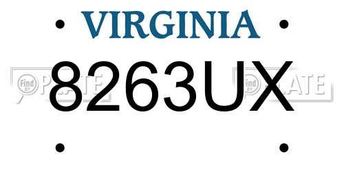 8263UX Virginia License Plate