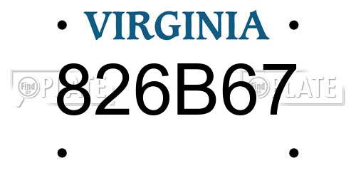 826B67 Virginia License Plate