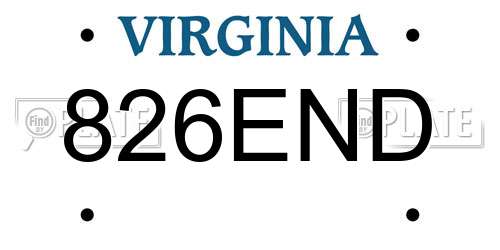 826END Virginia License Plate