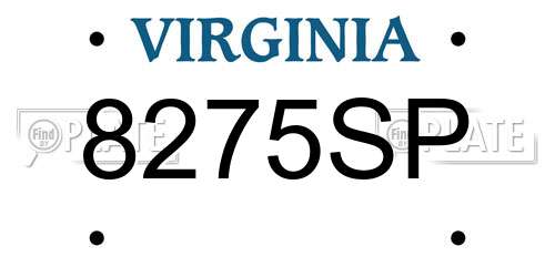 8275SP Virginia License Plate