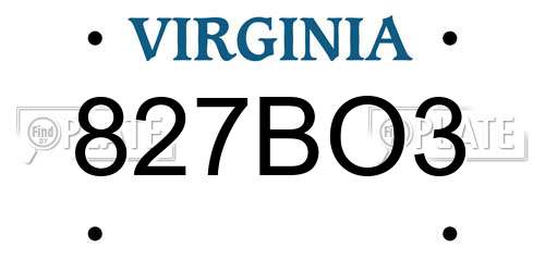 827BO3 Virginia License Plate