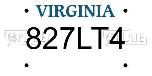 827LT4 Virginia License Plate