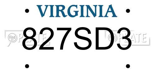 827SD3 Virginia License Plate
