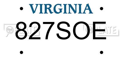 827SOE Virginia License Plate