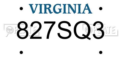 827SQ3 Virginia License Plate