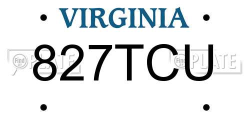 827TCU Virginia License Plate