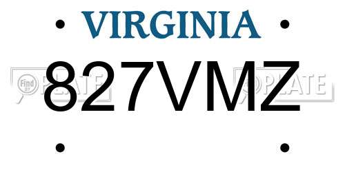 827VMZ Virginia License Plate