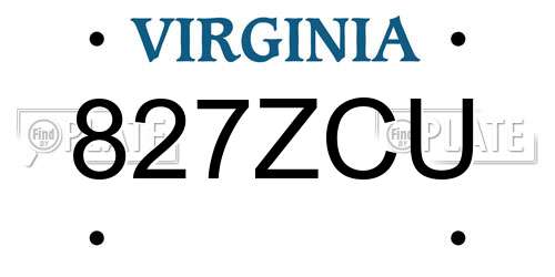 827ZCU Virginia License Plate
