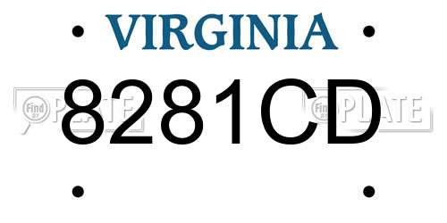 8281CD Virginia License Plate