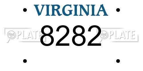 8282 Virginia License Plate