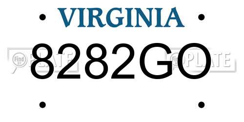 8282GO Virginia License Plate