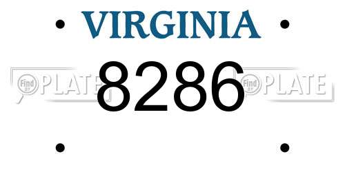 8286 Virginia License Plate