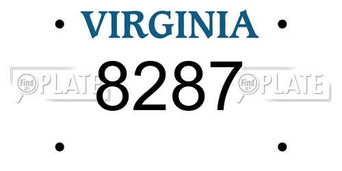 8287 Virginia License Plate