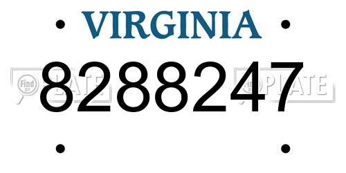 8288247 Virginia License Plate