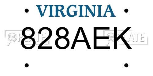 828AEK Virginia License Plate