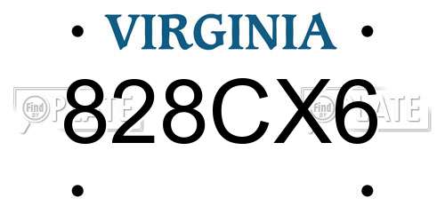 828CX6 Virginia License Plate