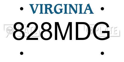828MDG Virginia License Plate