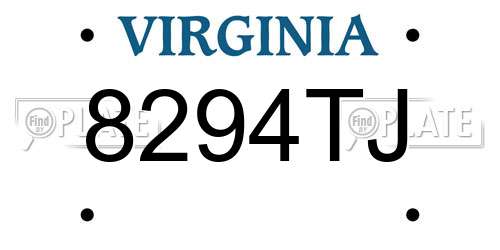 8294TJ Virginia License Plate