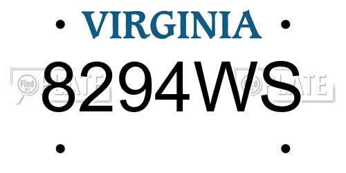 8294WS Virginia License Plate