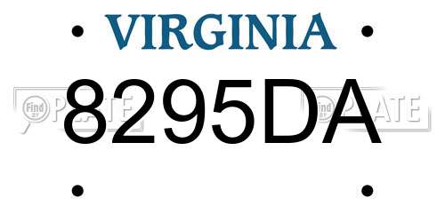 8295DA Virginia License Plate