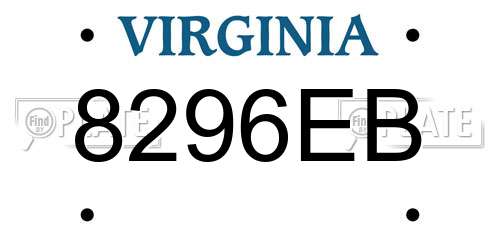 8296EB Virginia License Plate