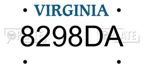 8298DA Virginia License Plate