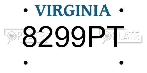 8299PT Virginia License Plate