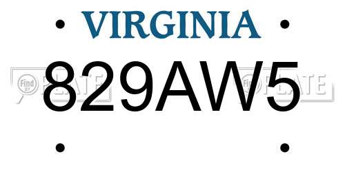 829AW5 Virginia License Plate
