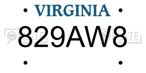 829AW8 Virginia License Plate