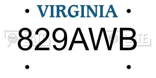 829AWB Virginia License Plate