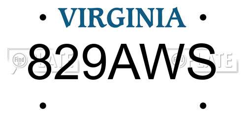 829AWS Virginia License Plate