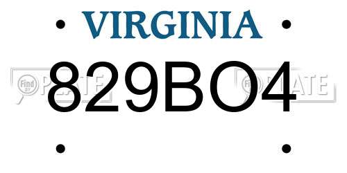 829BO4 Virginia License Plate