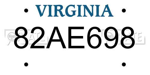 82AE698 Virginia License Plate