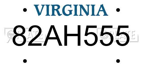 82AH555 Virginia License Plate