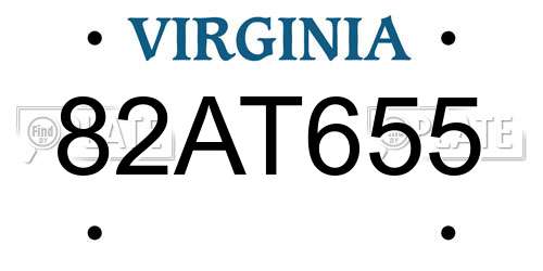 82AT655 Virginia License Plate