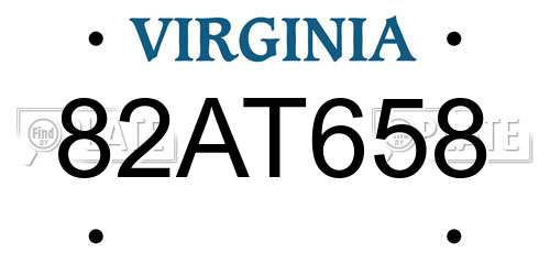 82AT658 Virginia License Plate