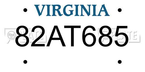 82AT685 Virginia License Plate