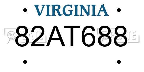 82AT688 Virginia License Plate