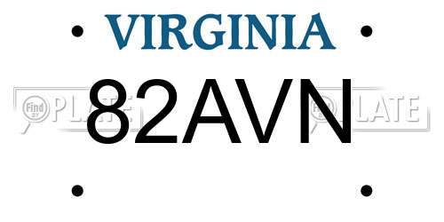 82AVN Virginia License Plate