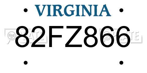 82FZ866 Virginia License Plate