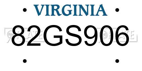 82GS906 Virginia License Plate
