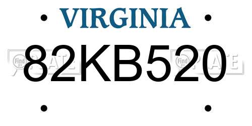 82KB520 Virginia License Plate